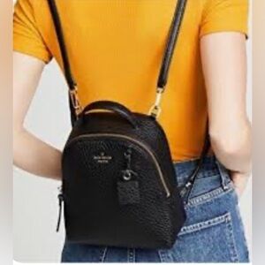 Kate Spade Carter Street Mini Caden Backpack in Black Pebbled Leather